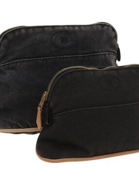 HERMES Bolide Pouch Canvas 2 Set Black Auth bs26741